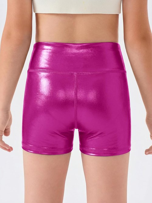 Haloumoning Girls High-Waisted Athletic Shorts - Comfy Yoga & Dance Biker Shorts for Ages 5-14Y