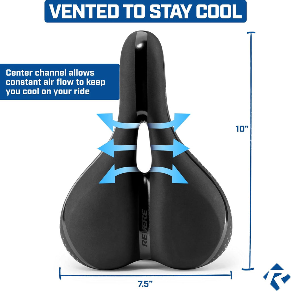 Revere Bike Seat - Performance Memory Foam Bicycle Saddle with Anti-Vibration Suspension | Waterproof for Road, MTB & E-Bikes
