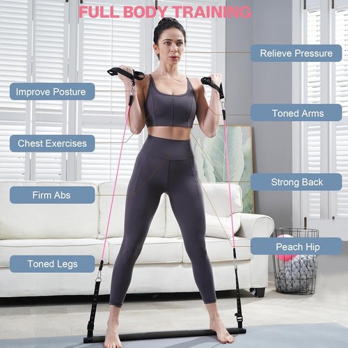 Kisnbld Pilates Bar Kit - Multifunctional Resistance Bands for Home Gym Yoga Workouts | Portable Design