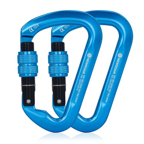 NewDoar CE Certified 30kN-6744lbs Climbing Carabiner Professional, Heavy Duty D Screwgate Clip, for Climbing,Rappelling,Hunting, Rescue