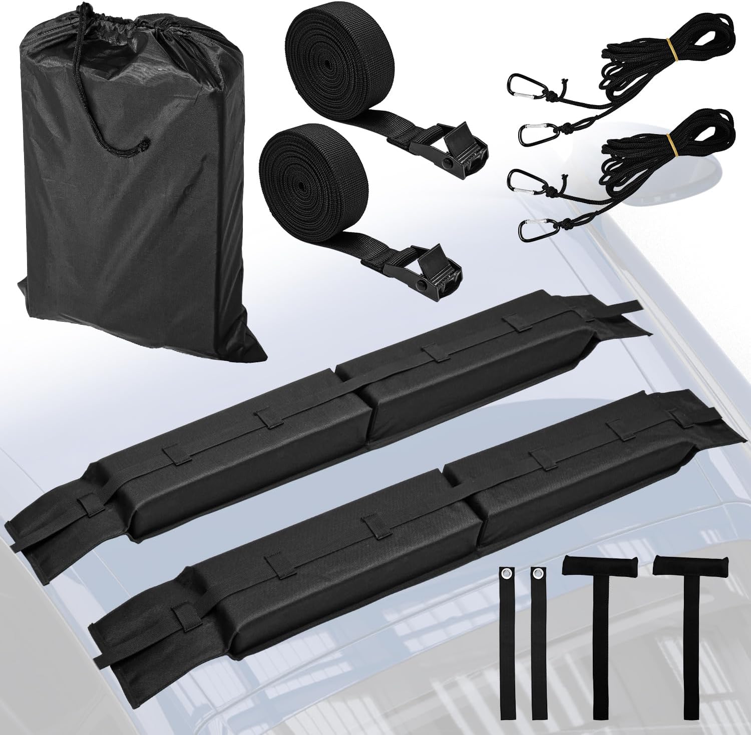 Skiennix Soft Roof Rack Pads - Universal Car Roof Rack System for Kayaks, Surfboards & Canoes