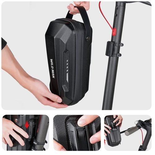 Scooter Storage Bag, Waterproof Electric Scooter Handlebar Bag, Durable EVA Hard Shell Front Bag for Mijia M365/M365 Pro/Segway ES1/ES2/ES3 for Kick Scooters Carrying Wallet Charger Repair Tools (2L)