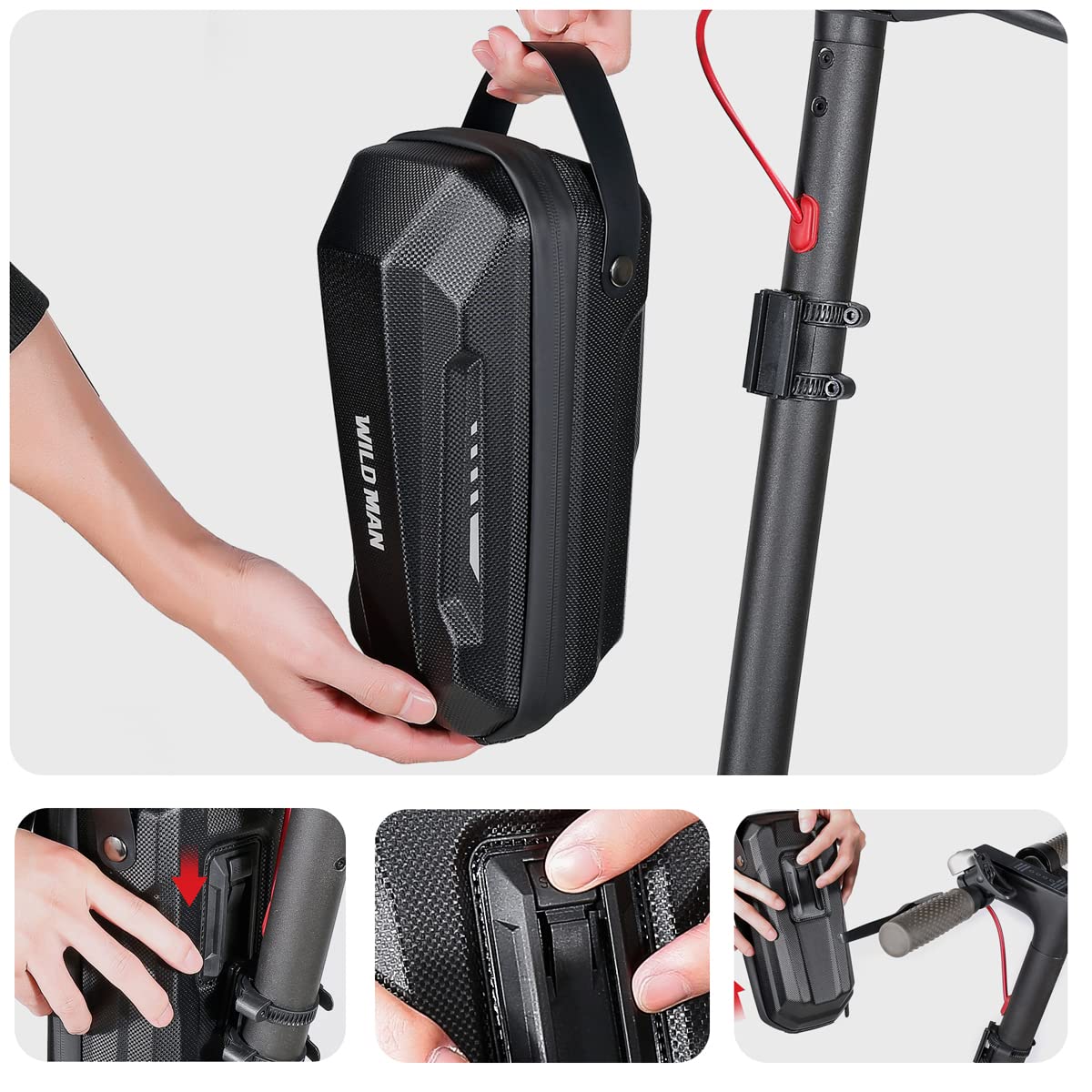 WILD MAN Quick Release Hard Shell Rainproof Scooter Storage Bag for Balancing Scooters Kick Scooters Folding Bike Electric Scooter Bag(GD9X.2L)