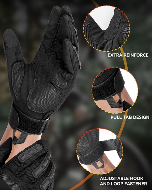 KUMGIM Tactical Motorcycle Gloves - Touchscreen Black Hard Shell for Men & Women | Outdoor Sports & Work