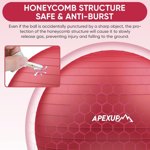 APEXUP Yoga Ball - Anti-Slip Heavy Duty Exercise Ball for Fitness & Core Training | 5 Sizes Available