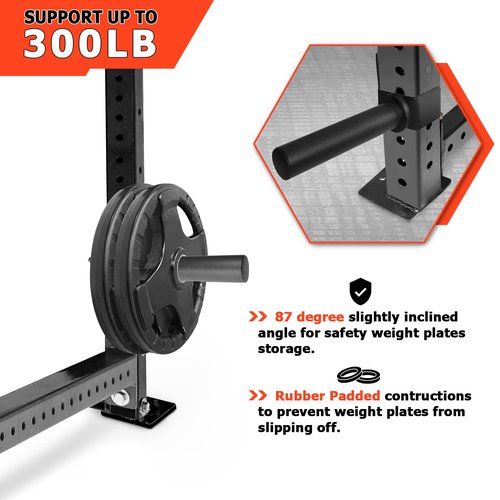 A2ZCARE Weight Plate Holder - Attachment Power Cage Rack for Power Rack - Weight Plates Storage Fit 2-inch Olympic Weight Plates (Weight Plate Holder for Rack 3x2 (Inch) - Four)
