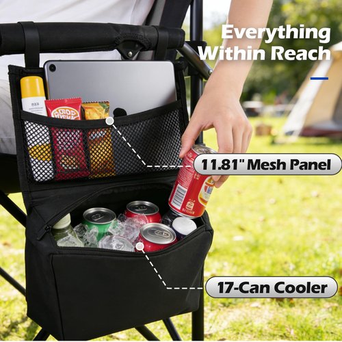 JKLESA XL Premium Camping Chair - 400lb Capacity, Oversized 23.7" Wide Seat, Heavy Duty 600D Oxford Fabric, Padded Camping Chair Portable for Outdoor, Beach, Tailgate Parties Solid Slate