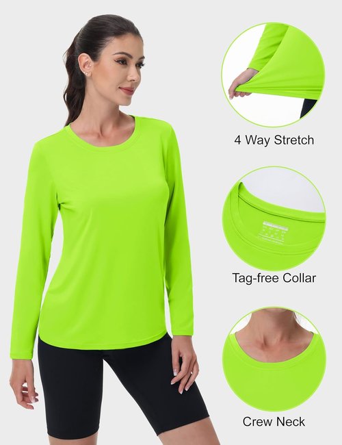 MAGCOMSEN SPF Women's Long Sleeve Quick-Dry Athletic T-Shirts | Lightweight Running & Hiking Tops