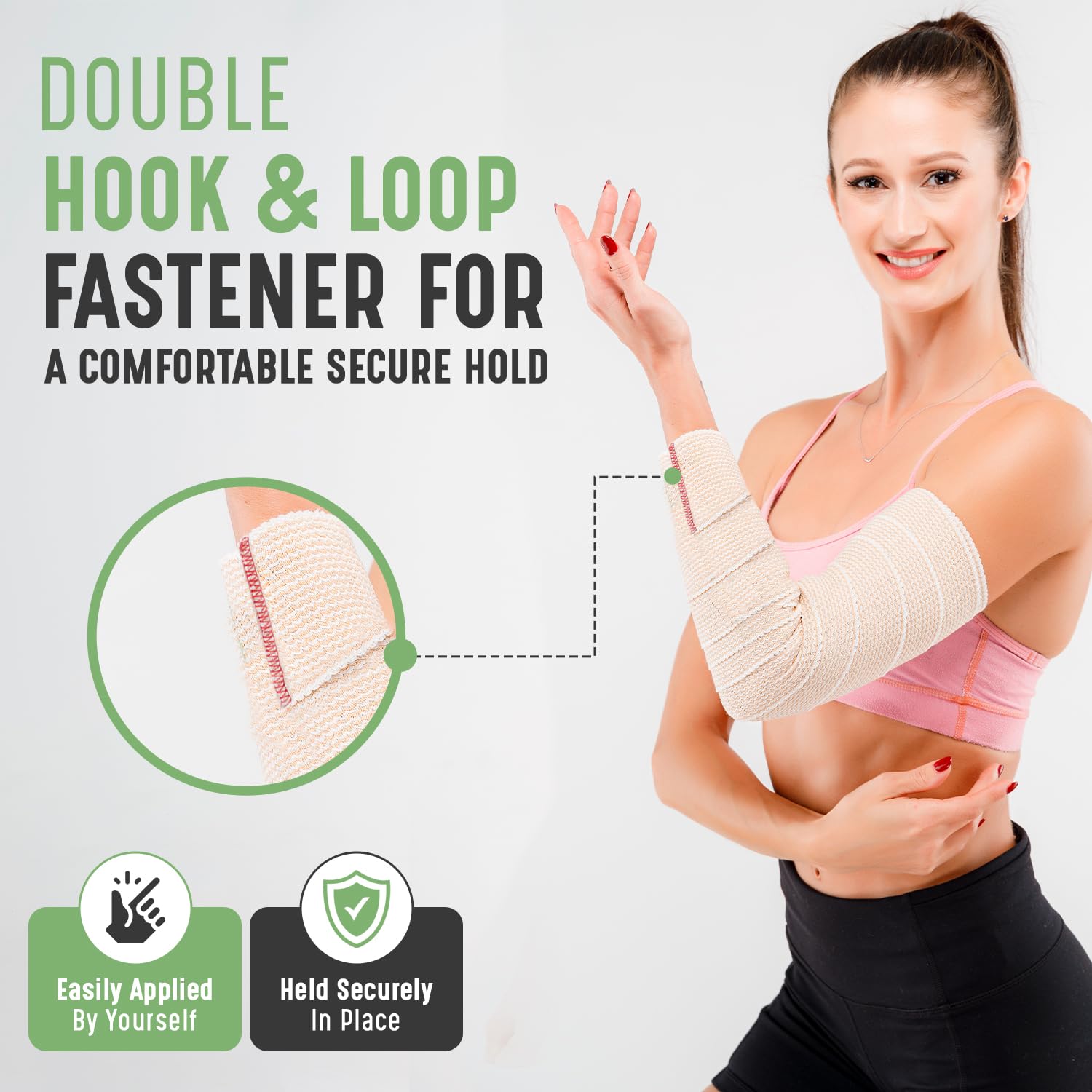 Premium Elastic Bandage Wrap - Latex-Free Hypoallergenic Compression Roll | 3-Inch, 2-Pack for Waist, Legs, Elbow & Knee