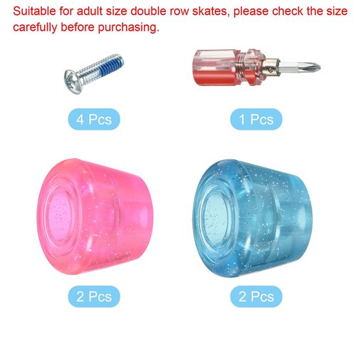 PATIKIL Roller Skate Toe Stops with Screwdriver, 2 Pair 82A Rubber Brake Stoppers Block for Roller Skate Accessories Replacement, Clear Pink Blue
