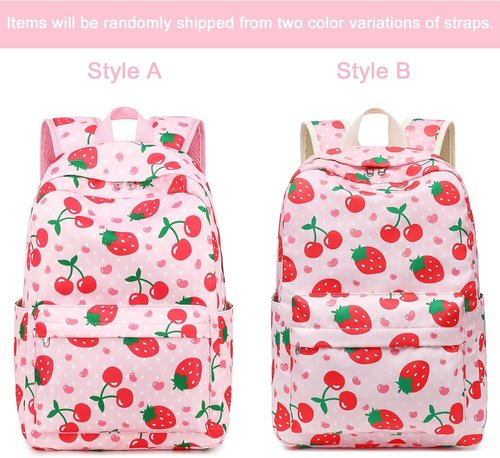 BTOOP Kids Backpack - Strawberry Cherry Design for Preschool Girls | 15-Inch Toddler School Bag (Ages 3-8)