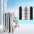 Skiennix Beach Towel Set - 4 Pack 30"x60" Quick-Dry, Sand-Free, Soft Absorbent Towels | Grey/Black