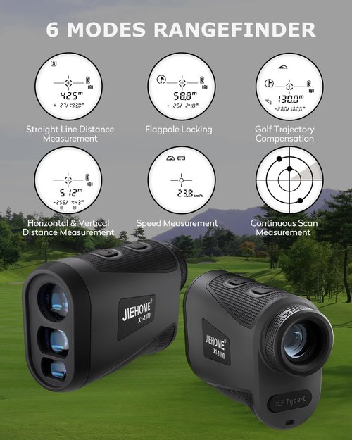 Golf Rangefinder JIEHOME X1 1100YDS Golf Laser Range Finder with Magnetic 6X Magnification, Flag Lock Vibration Rechargeable Distance Slope Speed Measure Rangefinders for Golfing Hunting Archery, Gray
