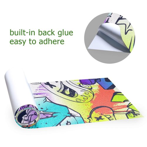 Kigai Street Art Graffiti Skateboard Grip Tape, Bubble Free Anti Slip Longboard Grip Tape Sheet Sticker Deck Sandpaper for Rollerboard, 33 x 9 Inch,g300868961p670c711s1496