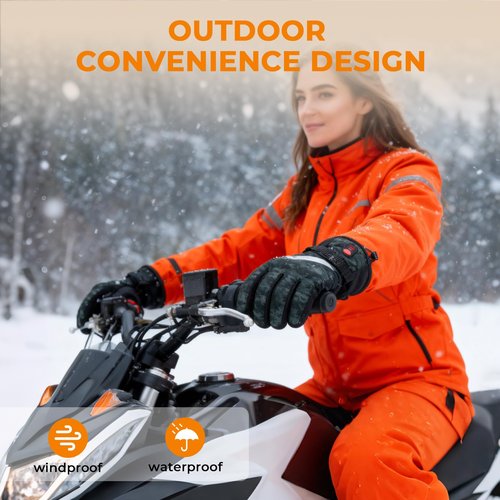 Heated Gloves Camouflage, 7.4V 3200mAh Rechargeable Heated Gloves for Men Women, Waterproof Touchscreen Electric Heating Gloves for Cold Weather Motorcycle Skiing Snowboarding Hiking Hunting Gifts