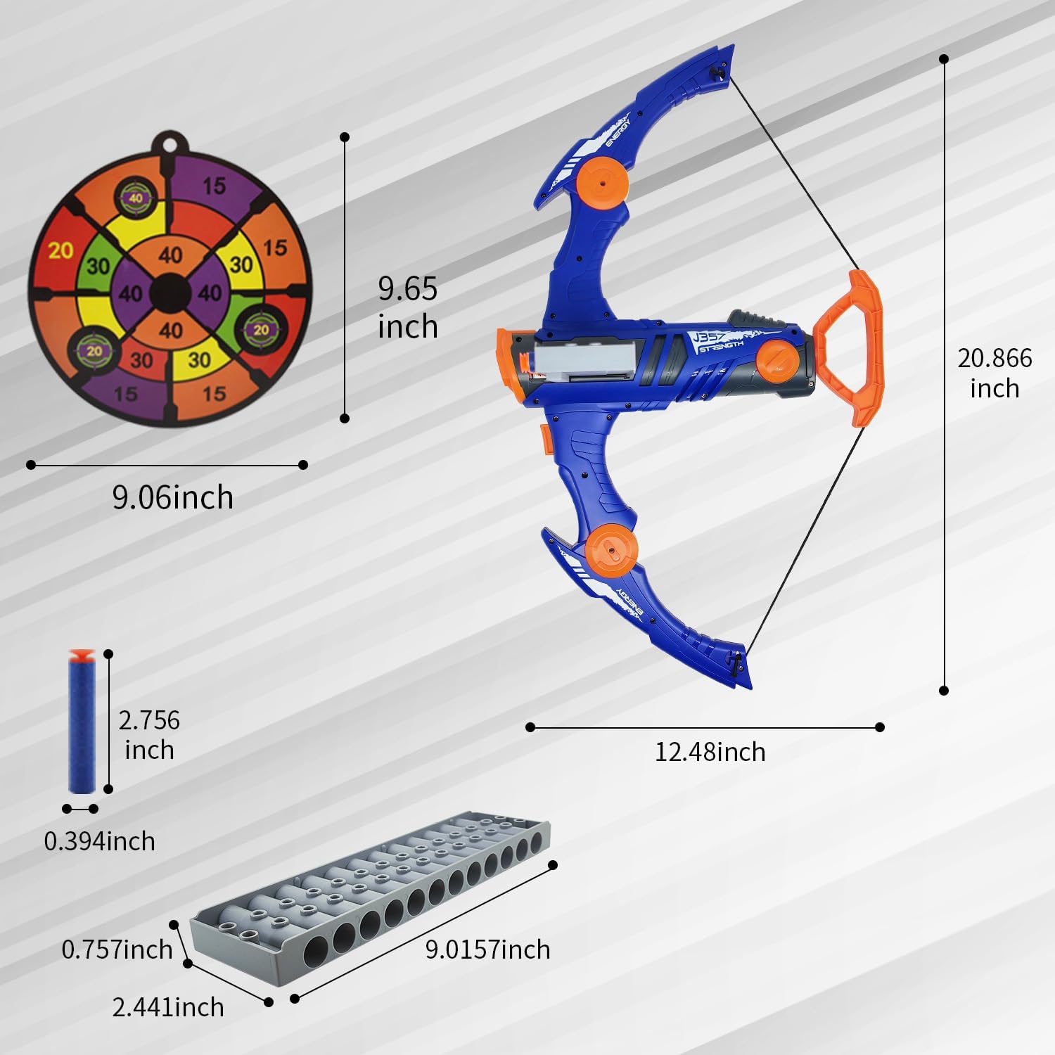 Skiennix Toy Bow and Arrow Set - 12-Dart Clip Foam Archery with 36 Darts, Goggles & Target - Blue