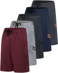 Real Essentials Men's Dry-Fit 9" Shorts - 5 Pack for Gym, Basketball, Running & Casual Wear