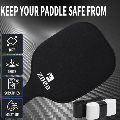 ZOEA Pickleball Paddle, USA Pickleball Approved, 16MM Polypropylene Honeycomb Core, Edgeless Style 3K Raw Carbon Fiber Surface+Carbon Abrasion Surface, Ideal for Novice and Professional Players 2PCS