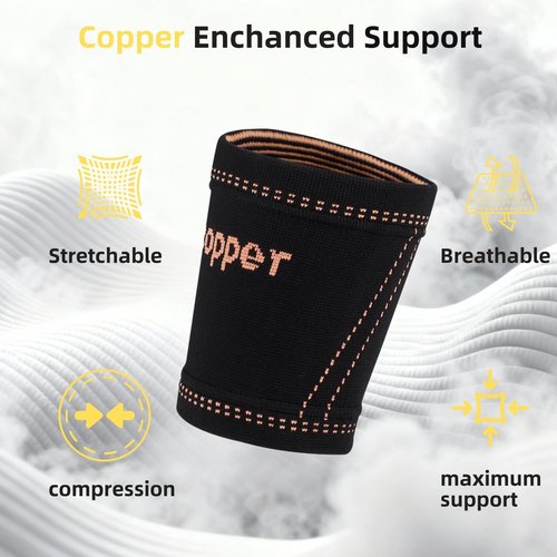 JIQUD Bicep Compression Sleeve, Copper-Infused Bicep Tendonitis Brace & Tricep Tendonitis Sleeve for Pain Relief Recovery,3D Knit Upper Arm Support for Men & Women