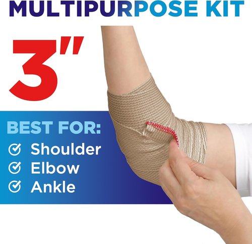 High-Performance Elastic Bandage Wrap - Self-Closing Compression for Legs, Ankles, Wrists | 6 Pack (2x2in, 2x3in, 2x4in) - Ideal for First Aid and Post-Surgery Recovery