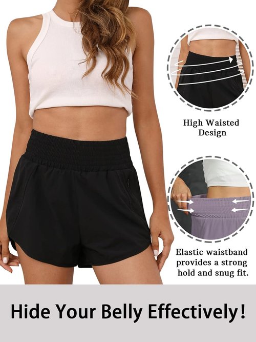 BMJL Women's High Waisted Athletic Shorts - 2.5" Sporty Gym Running Shorts with Pocket