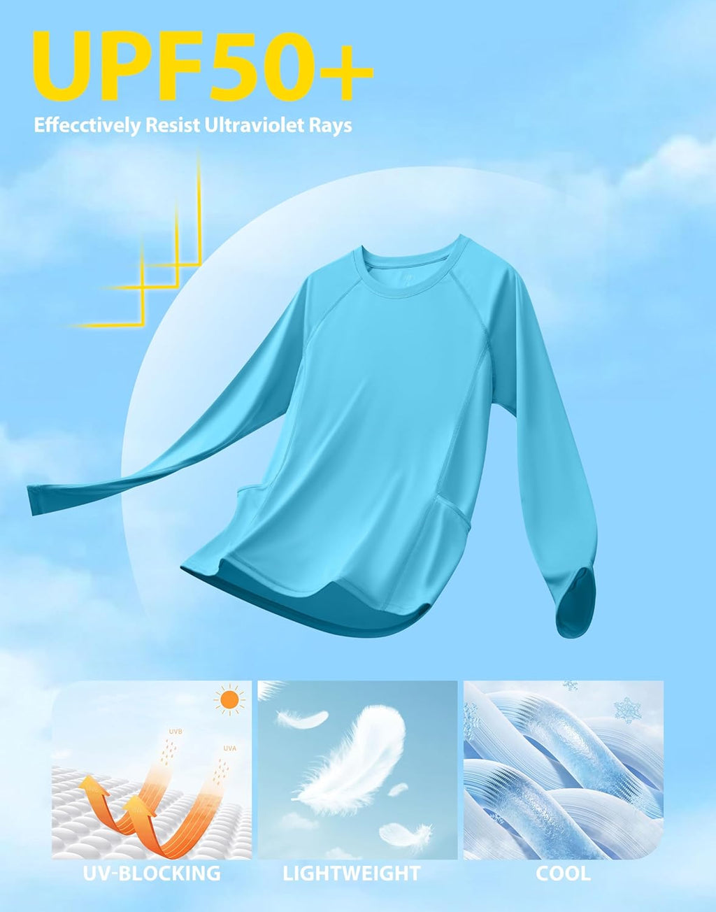 Viodia Women's Rash Guard - UPF 50+ Long Sleeve Sun Protection Shirt | Quick Dry Hiking & Swim Top with Pockets