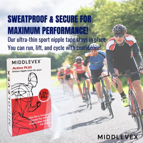 Middlevex Medium Pack Active PLUS Unisex Sport Nipple Cover - Anti-Chafing Disposable Sweatproof Men Women Sports Workouts (Plus, 65, Pairs) Beige