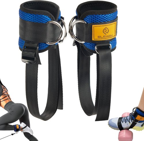 ELEAMY Ankle Straps for Dumbbells - Durable Foot Attachments for Weight Lifting & Leg Extensions