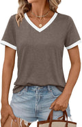 AUTOMET Women's V-Neck Short Sleeve T-Shirt - Soft Casual Tunic for Summer Fashion | Comfortable Workout Top