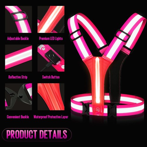 LED Reflective Vest Running Gear, Light Up Running Vest Rechargeable, Safety Night Running Gear for Walking Running Cycling