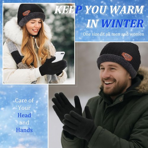 Handepo 48 Pcs Homeless Care Package Supplies Winter Beanie Hat and Gloves Sock Set Bulk Cold Weather Gift for Men Homeless Winter Supplies for Men Women Emergencies Donation Charity Shelter Gift
