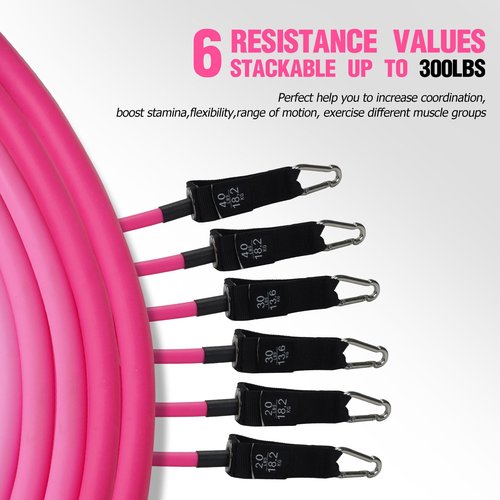 CINDALOG Pilates Bar Kit with Resistance Bands, Multifunctional Pilates Bar for Women & Men with Heavy-Duty Metal Adjustment Buckle, Pilates Home Equipment for Full Body Workouts