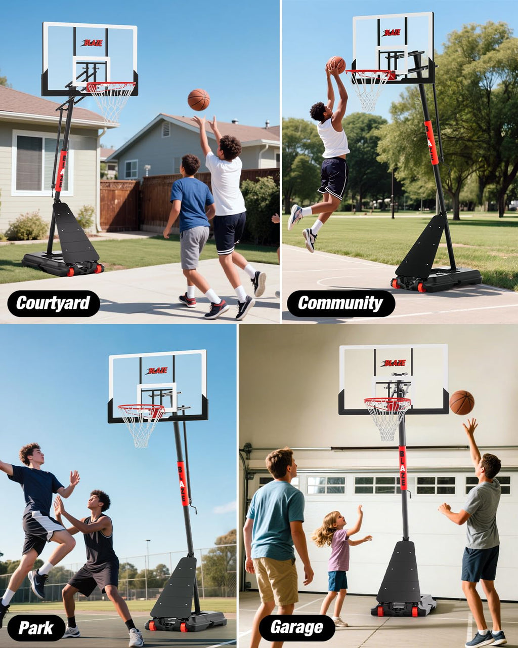 Mayfire Basketball Hoop Outdoor 10 FT Height Adjustable, Portable Basketball Goals Systems with 45" Backboard for Youth Adults Kids - Backyard, Driveway, Indoor Play