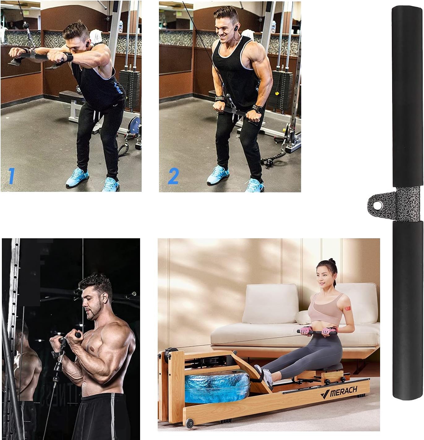 Skiennix Pulldown Straight Bar - Versatile Cable Machine Attachment for Home Gym | Tricep & LAT Press