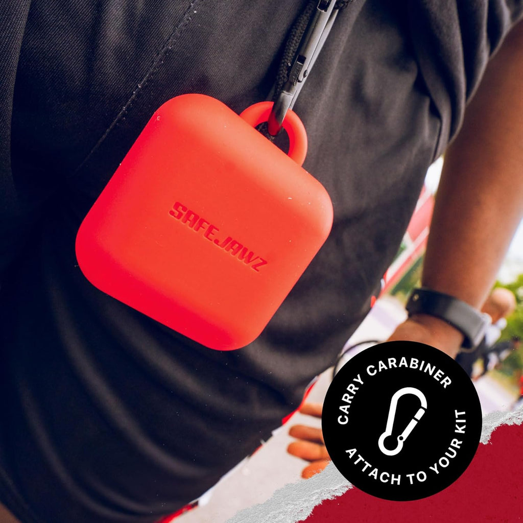 SAFEJAWZ Mouthguard Case - Premium Durable Silicone Design with Carabiner Clip | Red, One Size