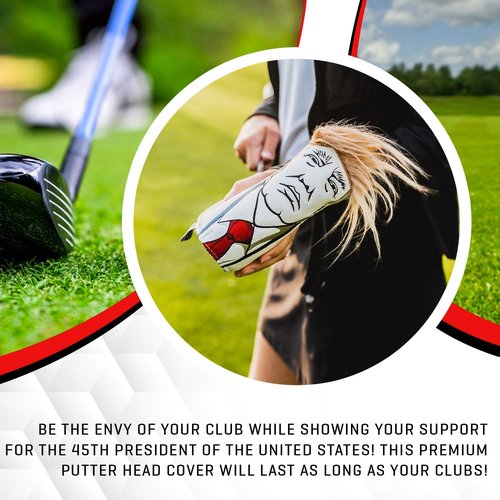 Pins & Aces Keep America Great Premium Golf Club Headcover - Quality Leather, Hand-Made Funny Head Cover - Style and Customize Your Golf Bag - Tour Inspired, Donald Trump Golf Design (Blade)