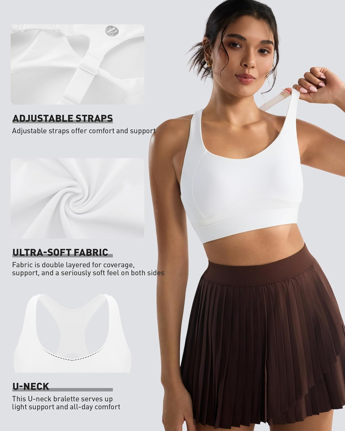 RUNNING GIRL High Support Sports Bra for Women - Adjustable Straps & Sewn-In Pads | Comfortable Fit