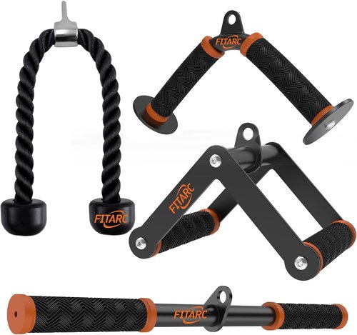 Fitarc Cable Machine Attachment Set - Lat Pulldown Attachments with Non-Slip Grips | Orange