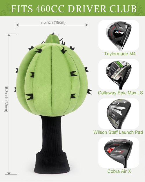 Big Teeth Driver Funny Golf Head Covers Funny Golf Club Covers Fpr 460cc Driver Club,Golf Head Covers Funny Gift (Cactus)