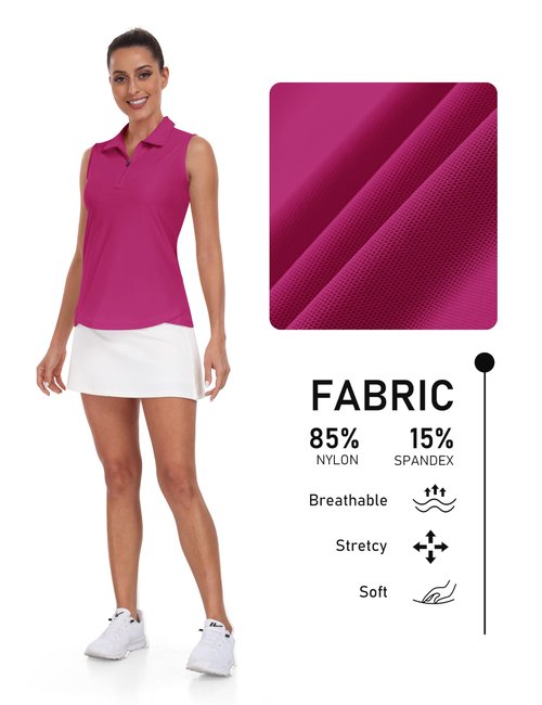 AIRIKE Golf Polo Shirts for Women Sleeveless Summer Sports Athletic Fashionable Workwear-Quick Dry Womens Tank Tops Medium A-Hot Pink