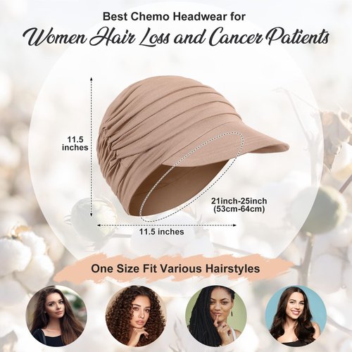 Jamntower 6 Pcs Chemo Cancer Hat for Women Breathable Bamboo Newsboy Baseball Cap Soft Headwear for Cancer Patient Hair Loss (Pink, Purple, Blue, Gray, Beige, Khaki)