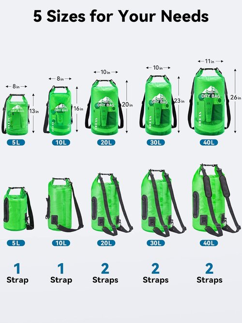 HEETA Waterproof Dry Bag - Lightweight Roll Top Storage for Travel & Outdoor Activities | 5L/10L/20L/30L/40L