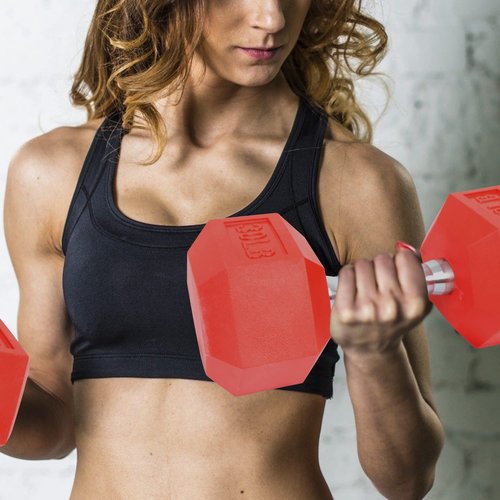 BalanceFrom Fitvids Colored Rubber Encased Hex Dumbbell – 10LB Pair – 10LB Pair – Purple