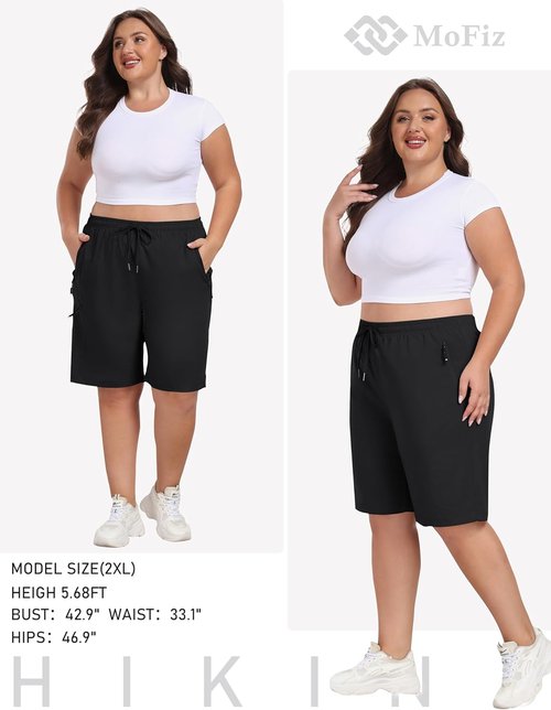 MoFiz Women's Plus Size Hiking Cargo Shorts - Quick Dry Lightweight Summer Shorts with Pockets