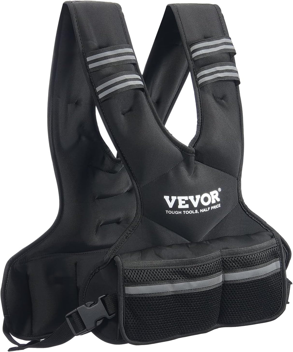 VEVOR Adjustable Weighted Vest - 11-40lbs for Strength Training | Reflective Stripe for Safety