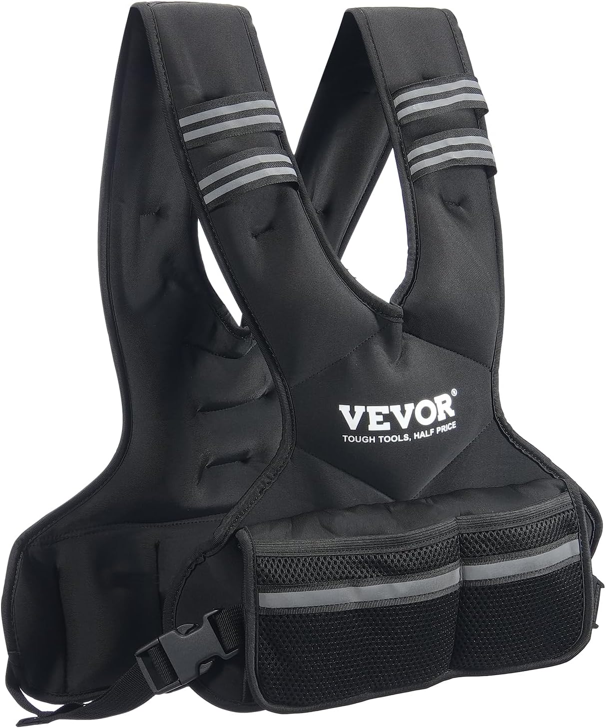 VEVOR Adjustable Weighted Vest - 11-40lbs for Strength Training | Reflective Stripe for Safety
