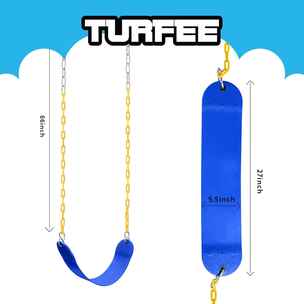 TURFEE Outdoor Swing Set Replacement Kit - Heavy Duty Chains & 1 Seat - Blue Playground Accessory for Kids