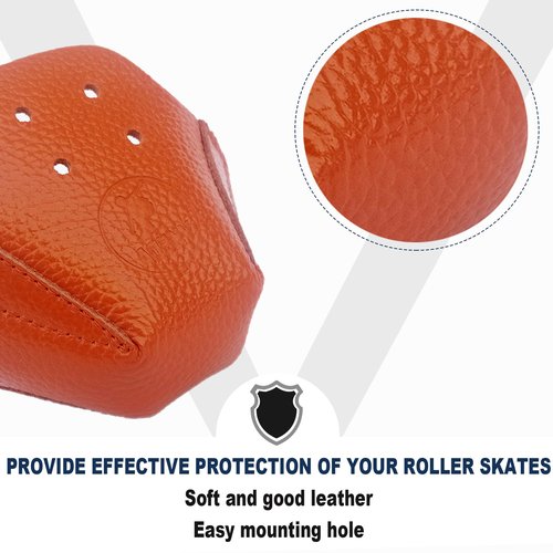 VKEDA 100% Real Cowhide | Toe Cap Guard Protectors | Roller Skate Derby Speed 1 Pair(Brown)