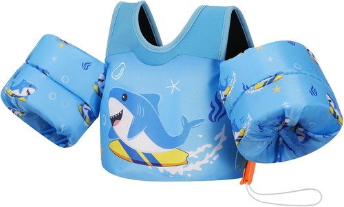 MoKo Toddler Swim Vest - Cartoon Swim Floaties with Shoulder Straps | For Kids 13-66 lbs