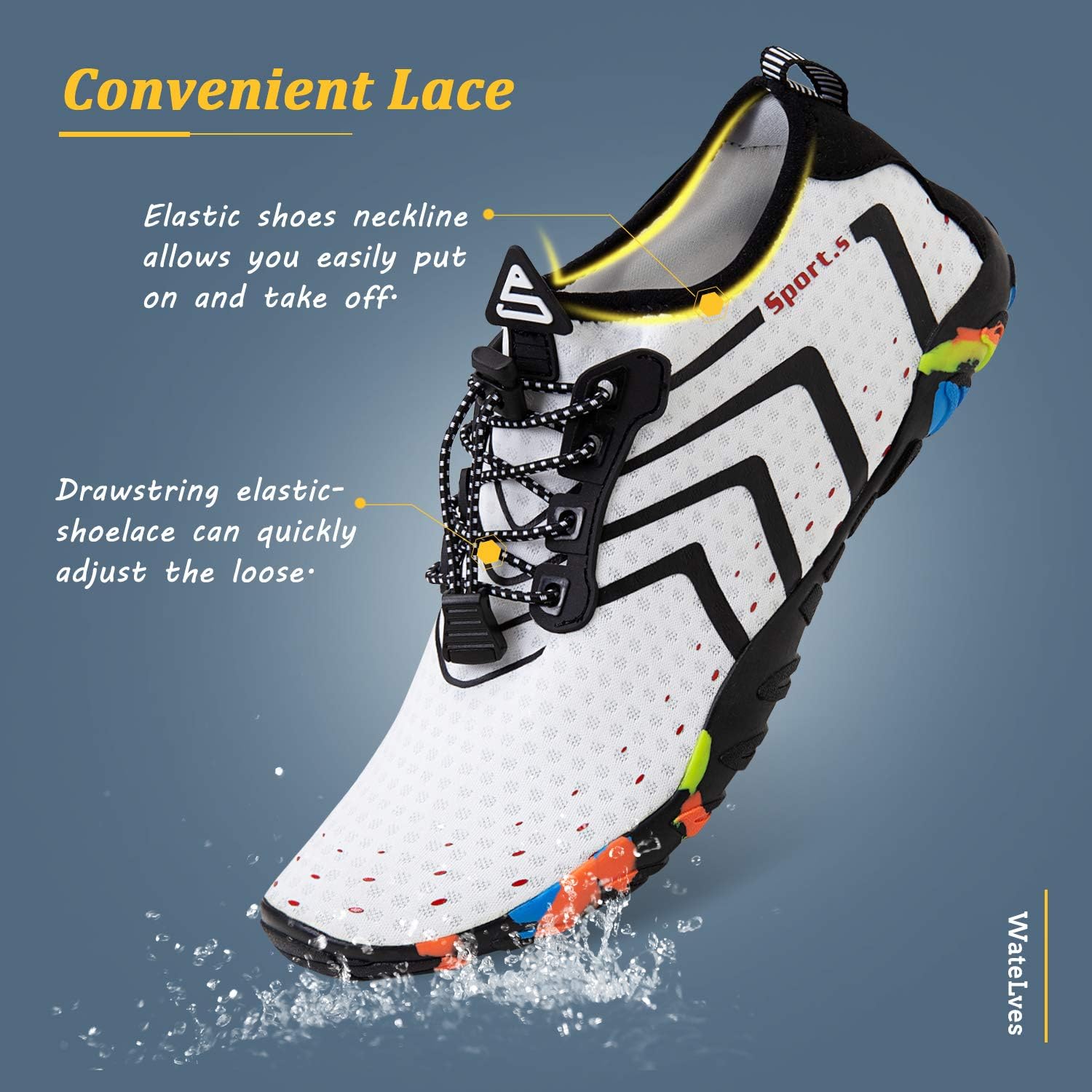 WateLves Water Shoes - Quick-Dry Barefoot Swim Shoes for Men & Women | Ideal for Beach & Yoga